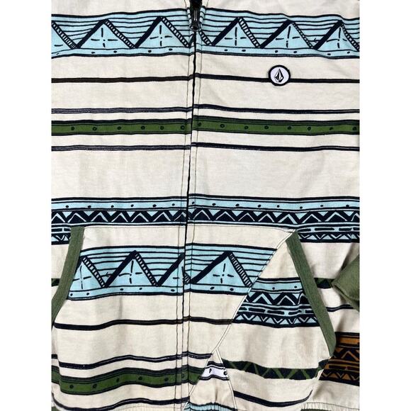 Volcom Women's Green Aztec Striped Full Zip Hoodie Jacket Size M - Picture 7 of 8